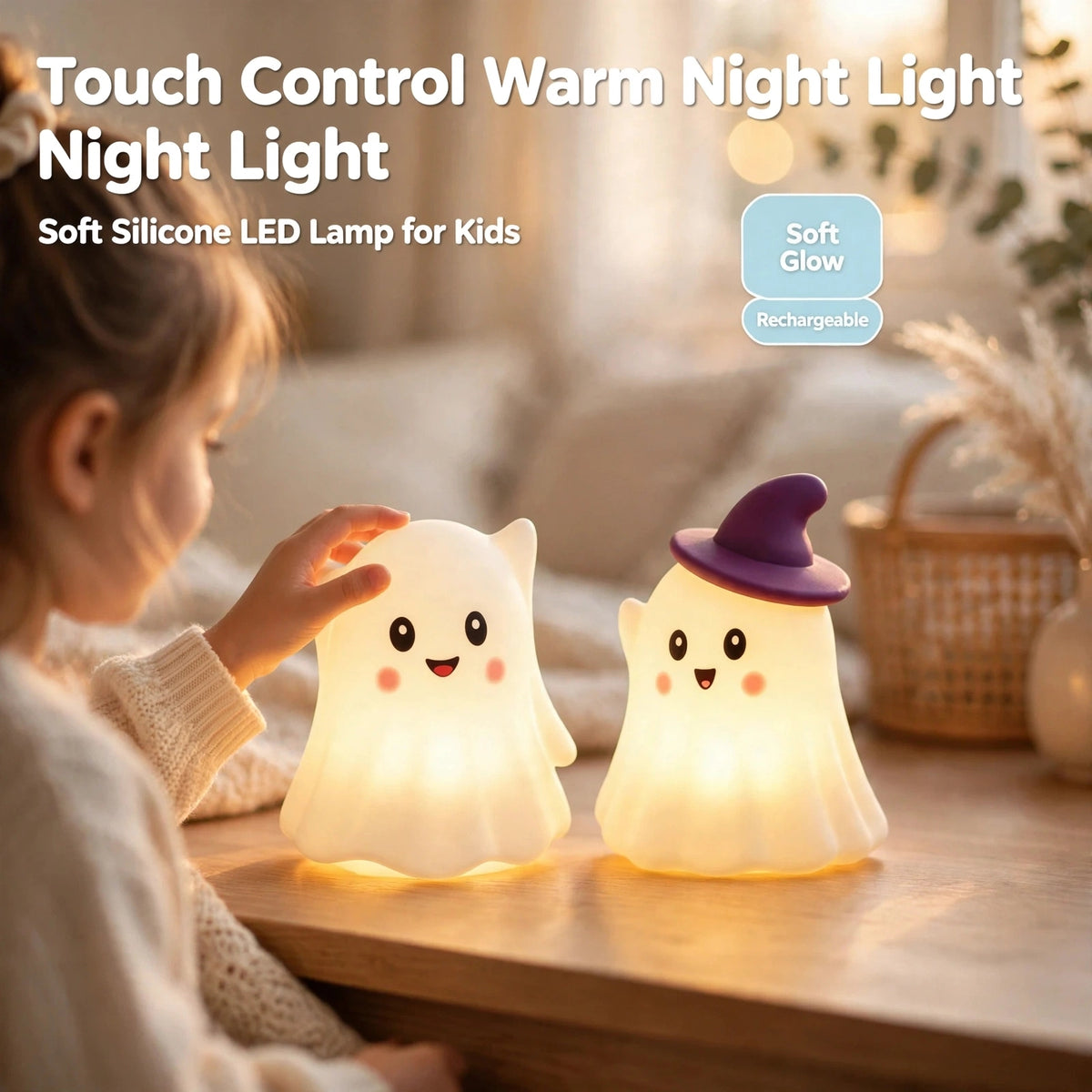 Cute LED Bedside Lamp for Kids Bedroom Halloween Decor