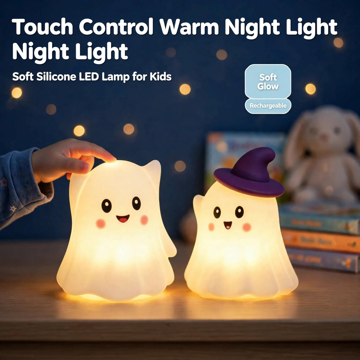 Cute LED Bedside Lamp for Kids Bedroom Halloween Decor